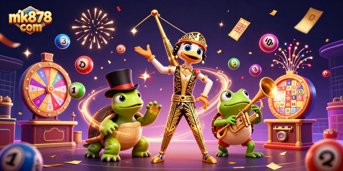 Experience excitement with mk878 com in a vibrant 3D casino scene featuring unique characters and dynamic game elements.