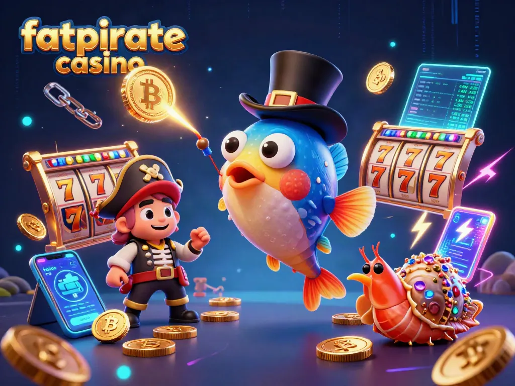 Spin to win at fatpirate casino with vibrant characters and crypto elements in an exciting underwater setting.