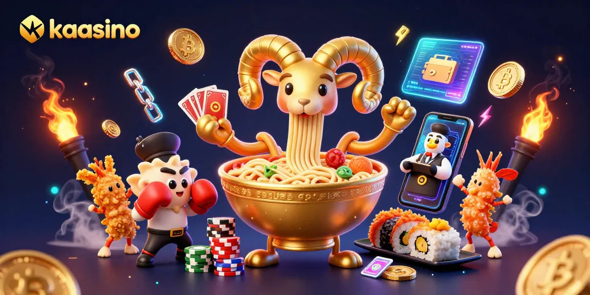 Kaasino offers dynamic gaming with a giant ramen bowl dealer and crypto elements in the vibrant casino scene.