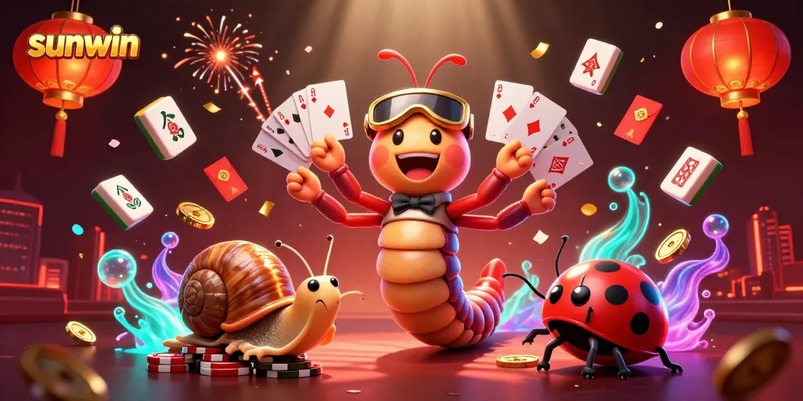 Play exciting games at sunwin with a vibrant dealer, colorful cards, and thrilling casino elements.